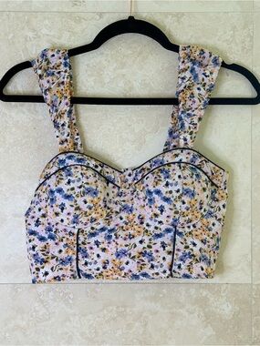 B.O.G Collective Floral Smocked Bustier Crop Top Size S
